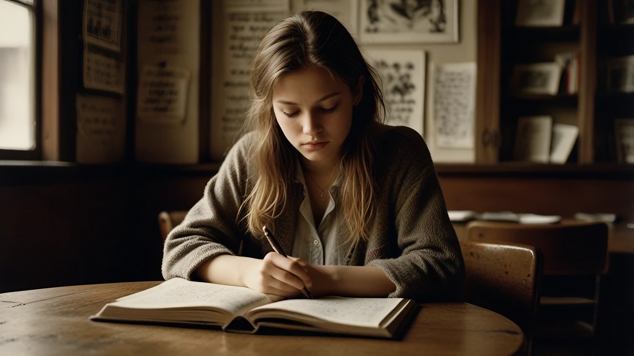 Person journaling for self-discovery in a cozy café